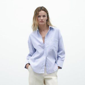 Zara Blue and White Oxford Shirt (Medium)